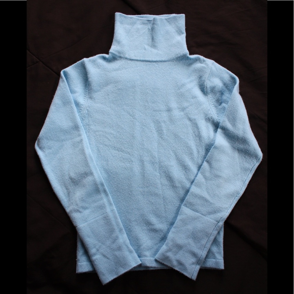 • Q&A • Blue Turtleneck Soft Warm Sweater